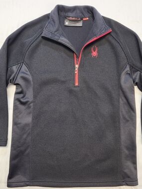 Spyder Outbound Core 1/4 Zip Pullover Mens Size Medium  M Jacket Black Red Ski